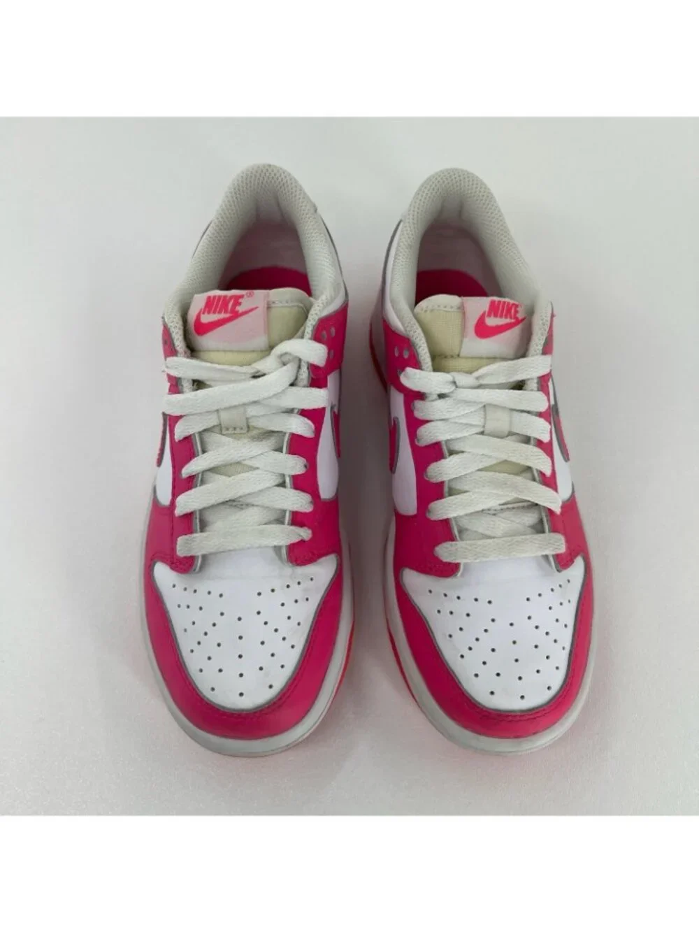 Nike Dunk Low Laser Fuchsia Sneaker Big Kids 4Y Leather Lace Up FB9109-102 Pink